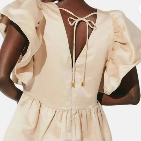 Cleobella Nahla Dutchess Mini Dress in Champagne - NEW - Picture 2 of 9